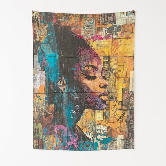 Urban Street Art Essence Wall Tapestry for Bedroom by DC | African American Tapestry Wall Hanging & Aesthetic Decor for Dorm, Living Room, Picnic & Home | 39"x52"