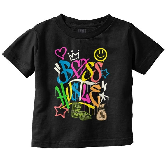 Urban Streetwear Boss Hustle Graffiti Toddler Boy Girl T Shirt Infant Toddler Brisco Brands 4T