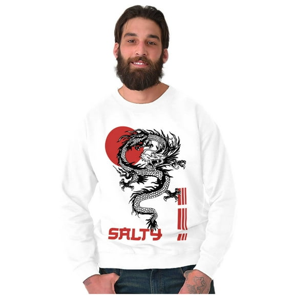 Urban Streetwear Chinese Dragon Salty Unisex Plus Fleece Graphic Sweatshirt Brisco Brands 3X