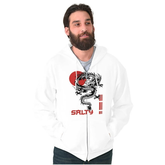 Urban Streetwear Chinese Dragon Salty Zip Up Hoodie Men's Women's Brisco Brands L