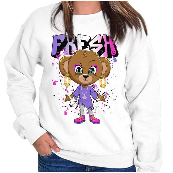 Urban Streetwear Fresh Teddy Bear Women Crewneck Sweatshirt Brisco Brands S