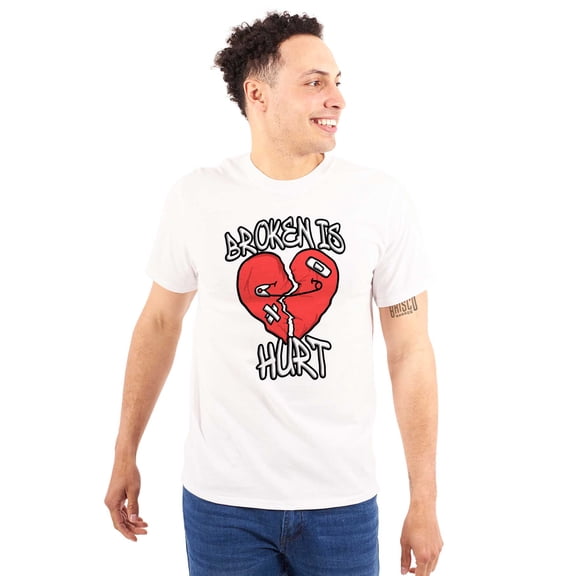 Urban Streetwear Heart Broken is Hurt Plus Size Crewneck Graphic Tee Shirt Brisco Brands 3X