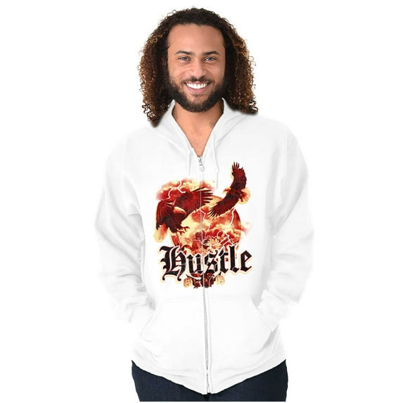 Urban Streetwear Hustle Bald Eagles Zip Up Hoodie Men's Women's Brisco Brands S
