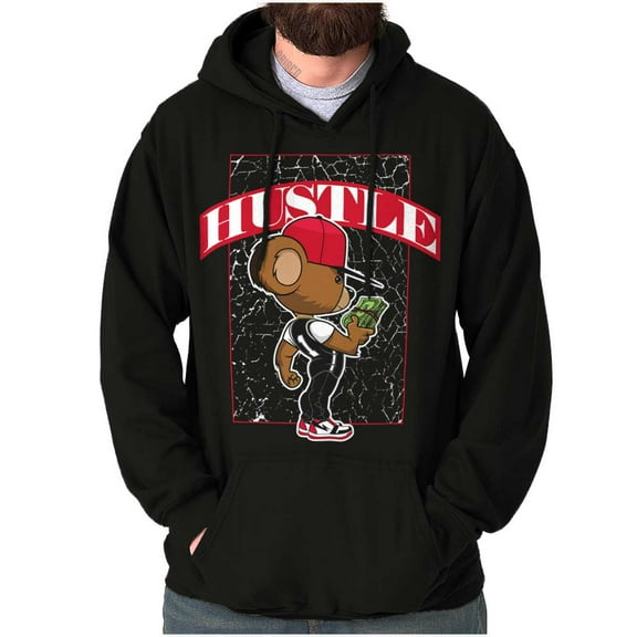 Urban Streetwear Hustle Teddy Bear Hoodie Sweatshirt Women Men Brisco Brands M