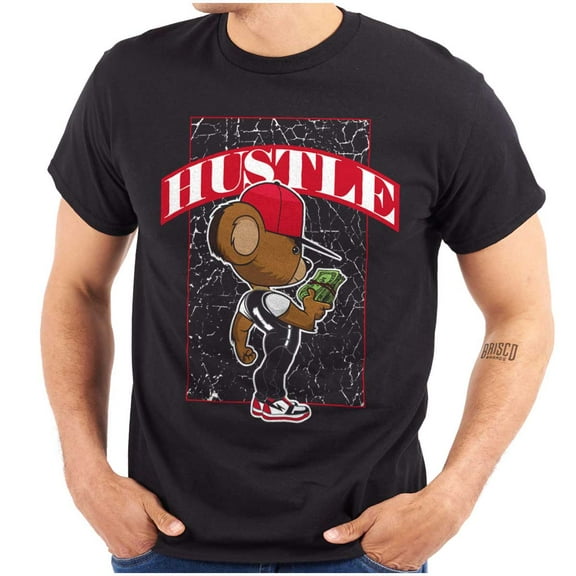 Urban Streetwear Hustle Teddy Bear Men's Graphic T Shirt Tees Brisco Brands S