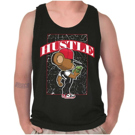 Urban Streetwear Hustle Teddy Bear Tank Top T Shirts Men Women Brisco Brands S