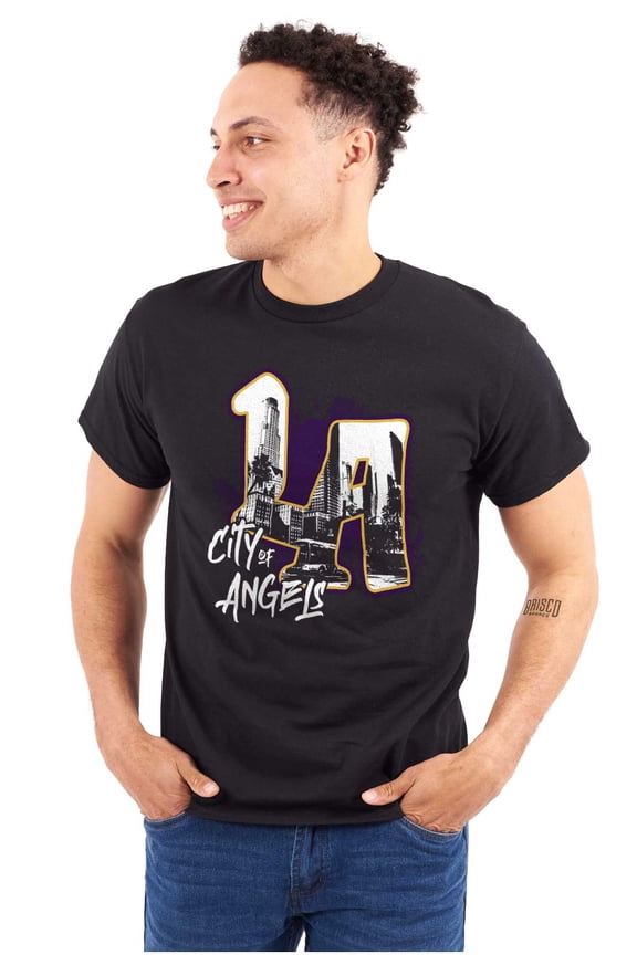Urban Streetwear LA City of Angels Plus Size Crewneck Graphic Tee Shirt Brisco Brands 2X