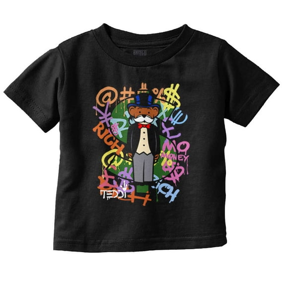 Urban Streetwear Money Teddy Bear Toddler Boy Girl T Shirt Infant Toddler Brisco Brands 2T