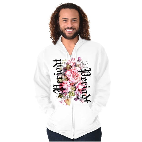 Urban Streetwear Periodt Flowers Zip Up Hoodie Men's Women's Brisco Brands L