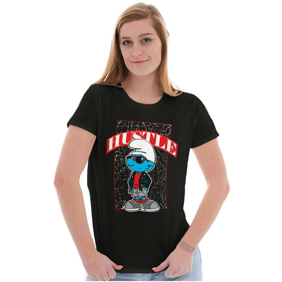 Urban Streetwear Smurf Hustle Cartoon Women's T Shirt Ladies Tee Brisco Brands S
