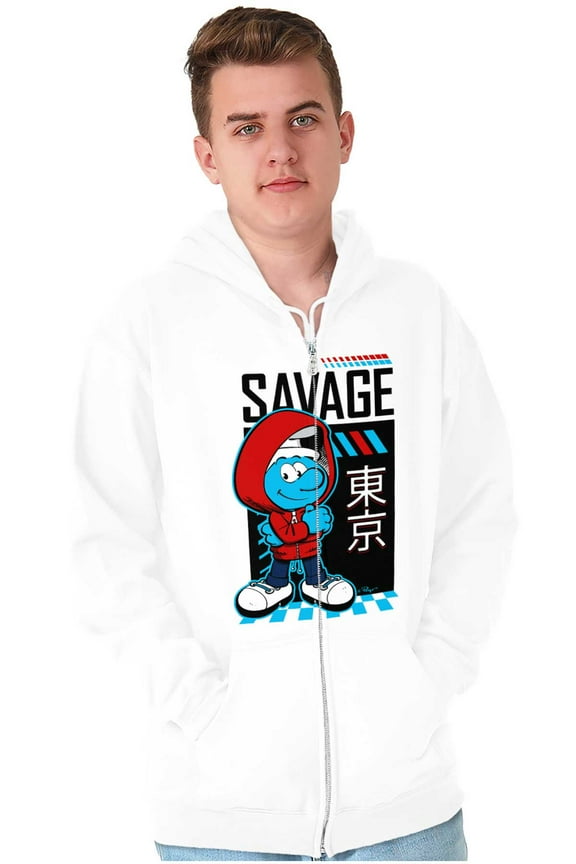 Urban Streetwear Smurf Kanji Savage Unisex Plus Size Zip Hoodie Brisco Brands 5X