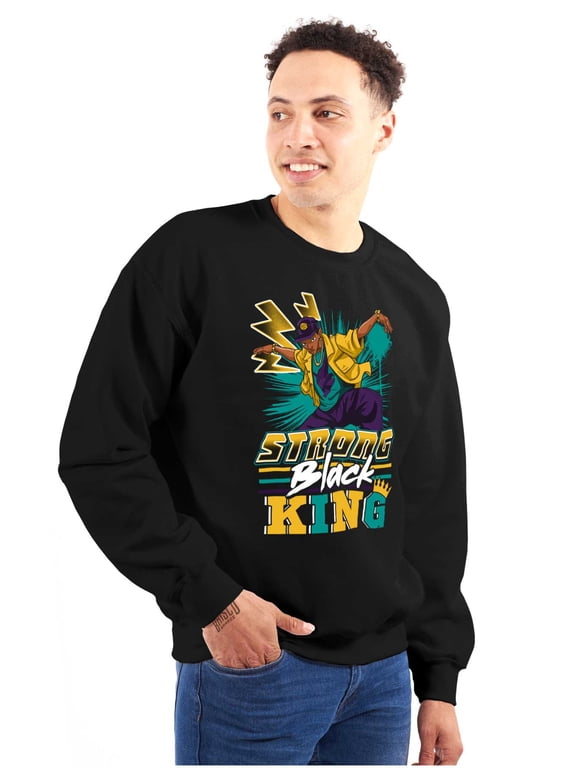 Urban Streetwear Strong Black King Men's Crewneck Sweatshirt Brisco Brands S