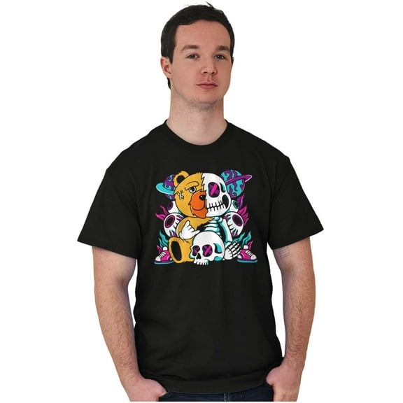 Urban Streetwear Teddy Bear Skeleton Plus Size Crewneck Graphic Tee Shirt Brisco Brands 3X