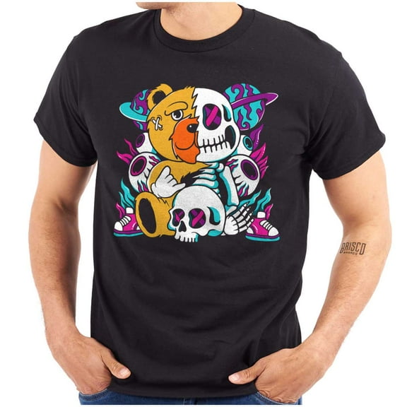 Urban Streetwear Teddy Bear Skeleton Men's Graphic T Shirt Tees Brisco Brands X