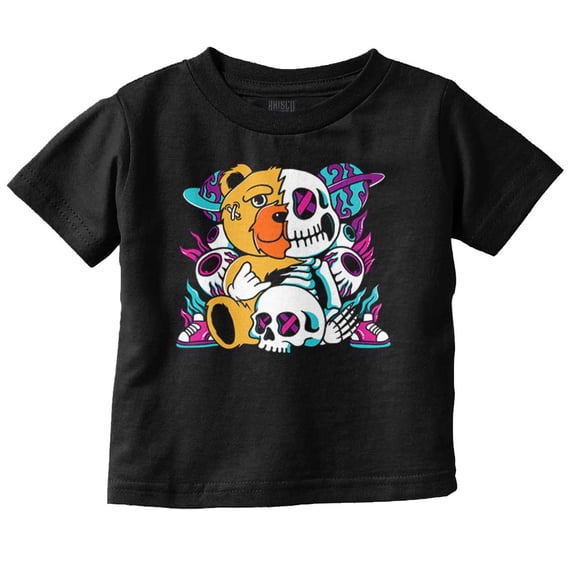 Urban Streetwear Teddy Bear Skeleton Toddler Boy Girl T Shirt Infant Toddler Brisco Brands 18M