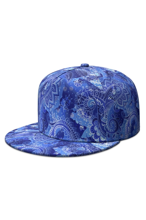 Urban Style Full Panel Snapback Hat - Artistic Colorful Flat Visor Cap with Retro Exotic Pattern for Unisex Fashion