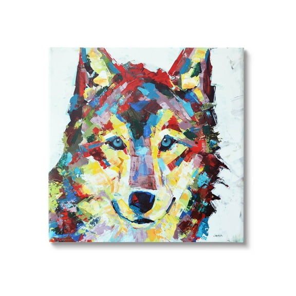 Urban Style Wolf Abstract Animals & Insects Painting Gallery Wrapped Canvas Print Wall Art