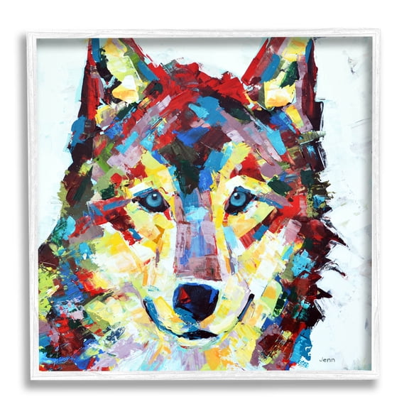 Urban Style Wolf Abstract Animals & Insects Painting White Framed Art Print Wall Art