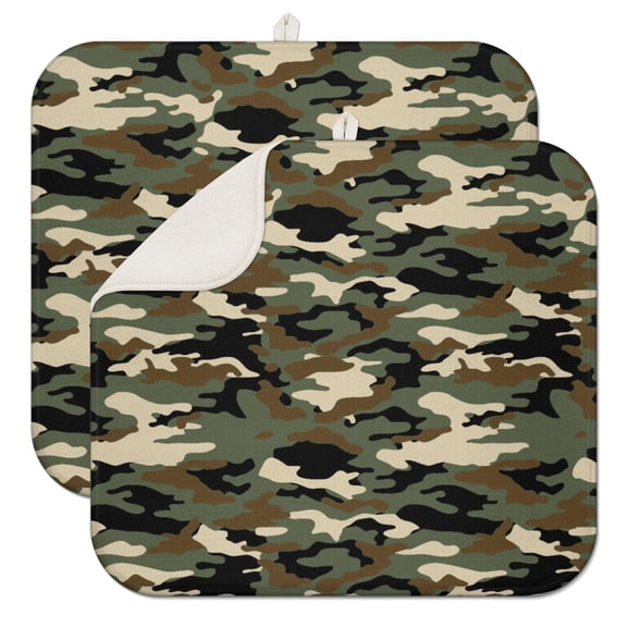 Urban Tactical Camo Dish Drying Mat – Modern Military Design, Sleek Addition to Contemporary Kitchens