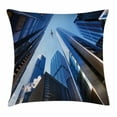 thumbnail image 1 of Urban Throw Pillow Cushion Cover, Looking Up at Chicago's Skyscrapers in Financial District American City Picture, Decorative Square Accent Pillow Case, 18 X 18 Inches, Blue Silver, by Ambesonne, 1 of 2