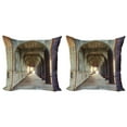thumbnail image 1 of Ambesonne Urban Throw Pillow Cover 2 Pack, Corridor Concrete Rustic, 24", Purple Brown, 1 of 6
