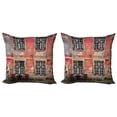 thumbnail image 1 of Ambesonne Urban Throw Pillow Cover 2 Pack, Medieval European Nordic, 18", Pale Orange Burgundy, 1 of 2
