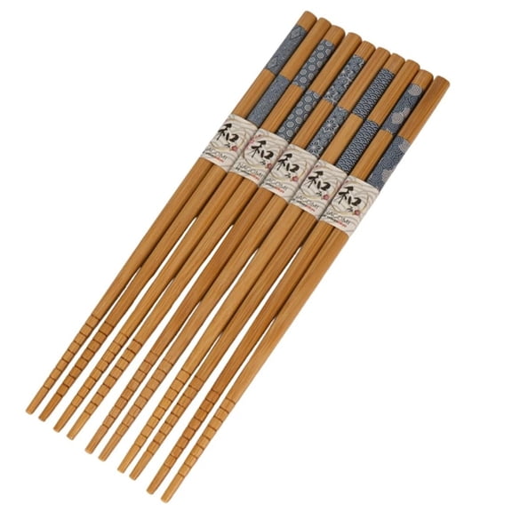 Urban Tokyo 5 Piece Chopsticks Set Reusable Blue Pattern Approximately 9 Inches