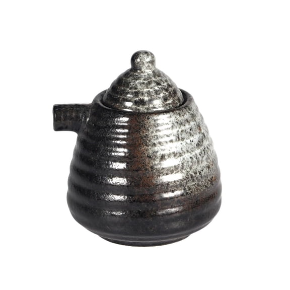Urban Tokyo Japanese Dining Style Porcelain Soy Sauce Dispenser Bottle with Lid, 5oz, 3.5" H, Oil Vinegar Shoyu Ponzu (Hakumu)