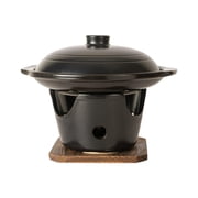 Urban Tokyo Japanese Irori Earthenware Grill Pot Tobanyaki Ceramic Grill Plate with Stove and Trivet Kaiseki Ryori 10 fl oz Shallow Pot with Lid