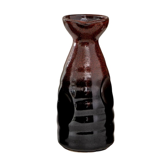Urban Tokyo Tokkuri Porcelain Sake Bottle Server 10 fl oz Hot or Cold Sake Home or Restaurant Supply Use Reactive Glazed Ceramic (Black Red)