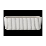Urban Trends Cement Round Pot with Rope Hanger, Ribbed Banded Rim ...