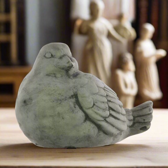 Cement Bird Statue for Garden Décor, Decorative Outdoor Bird Figurine, Gray