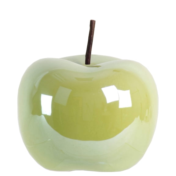 Zelia Pearlescent Ceramic Apple Figurine – Decorative Apple Statue, Modern Home Décor Accent for Living Room, Tabletop, Shelf & Office Decoration (Size- S, Green)