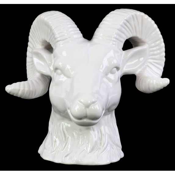 Urban Trends Ceramic Horned Sheep Head Bust