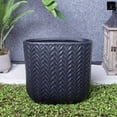 thumbnail image 1 of {Quade Oval Ceramic Pot with Arrow Pattern- Modern Decorative Planter for Indoor Plants, Flower Vase, Home and Office Decor-Black}, 1 of 6