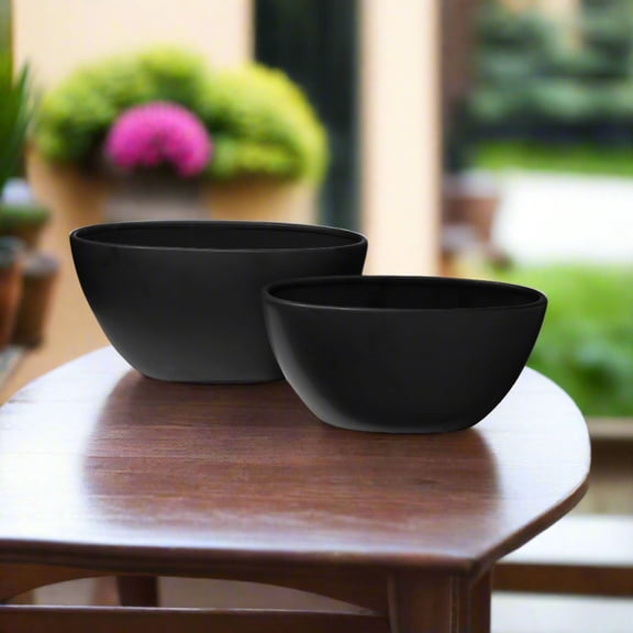 Ceylin Low Oval Ceramic Planter Set (Set of 2)