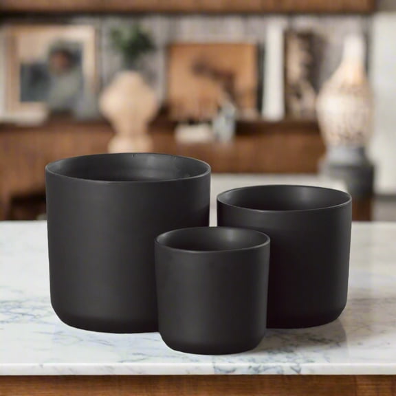 Neylan Matte Blue Ceramic Pot Set (Set of 3)