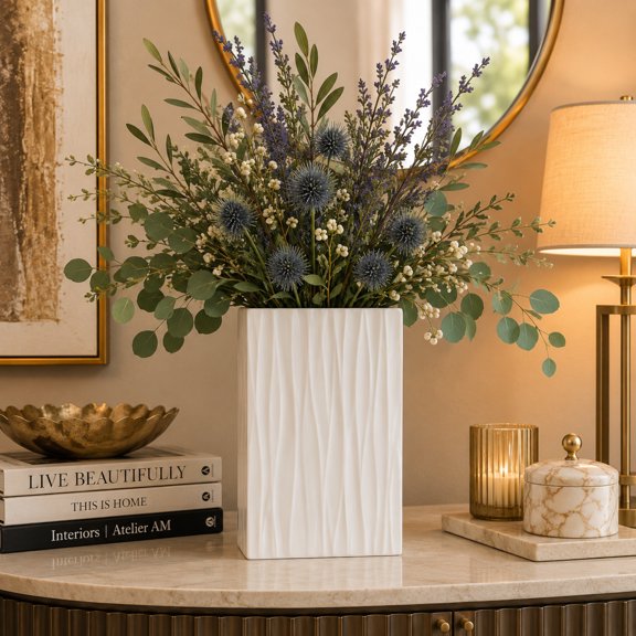 Quarin Embossed Wavy Ceramic Vase