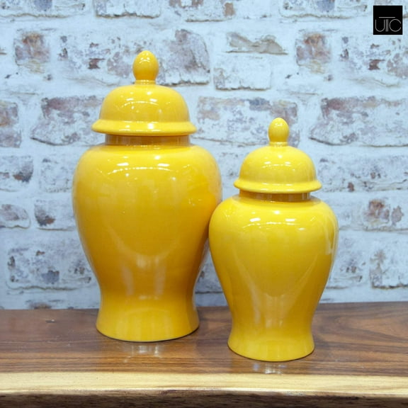 Ceramic Round Ginger/Temple Jar LG Gloss Finish