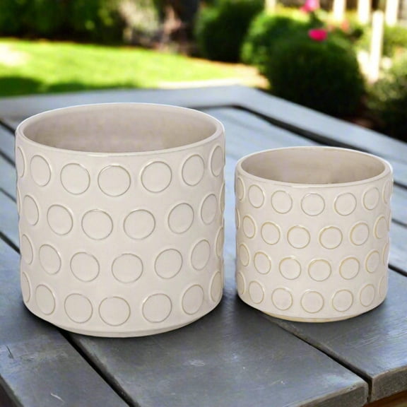 Quinn Bubble Pattern Ceramic Planter Set