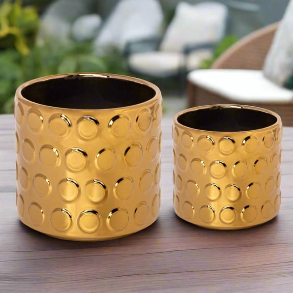 Quinn Bubble Pattern Ceramic Planter Set