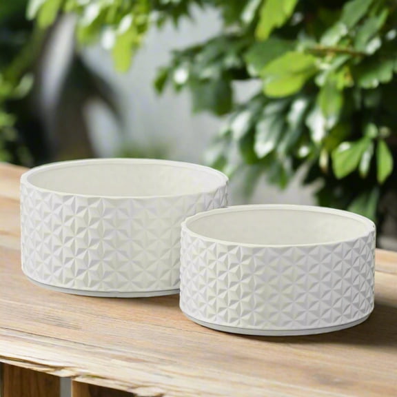 Lumora Diamond Ceramic Wide Pot Set (Set of 2)