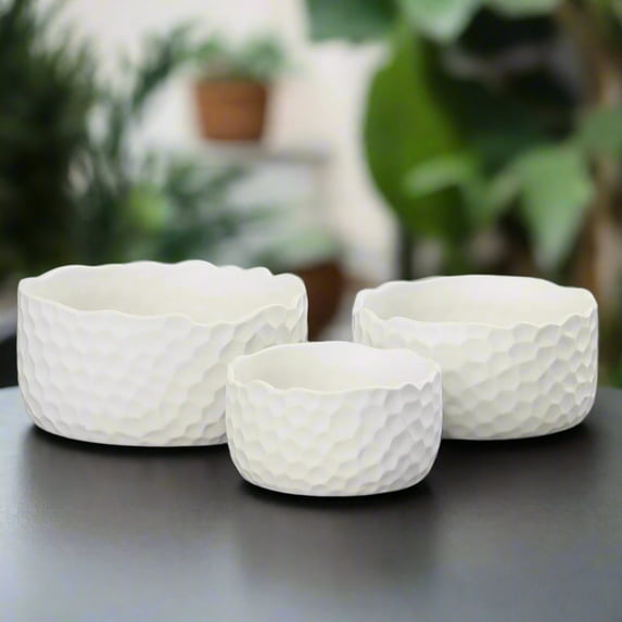 Kyros Hammered Ceramic Planter Set (Set of 3)