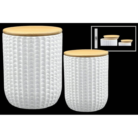 Javana Ceramic Round Canister (Set of 2)