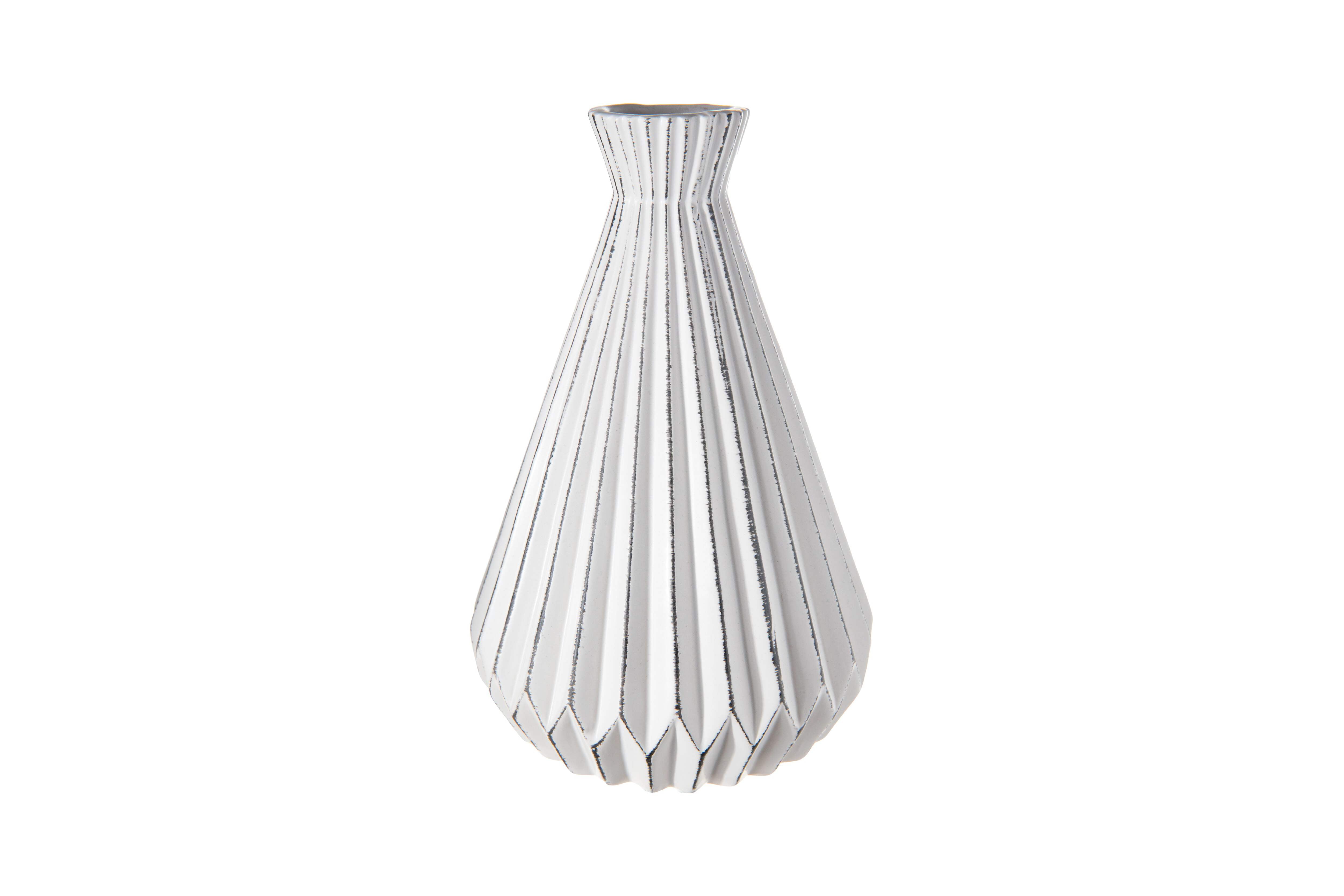 Ceramic Round Bellied Vase Matte Finish White-9.00"H -105