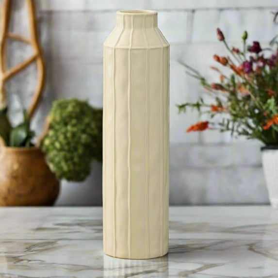 Daven Embossed Column Ceramic Urn Vase