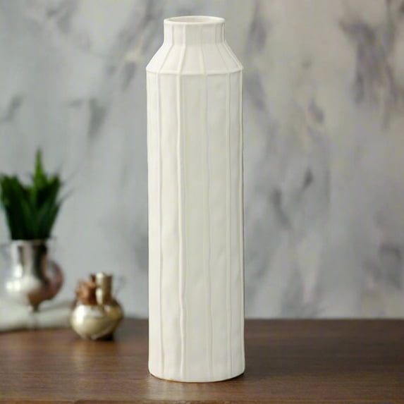 Daven Embossed Column Ceramic Urn Vase