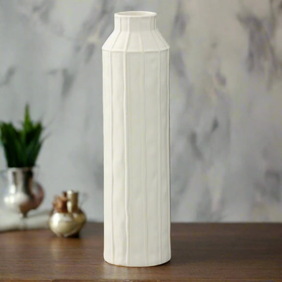 Daven Embossed Column Ceramic Urn Vase