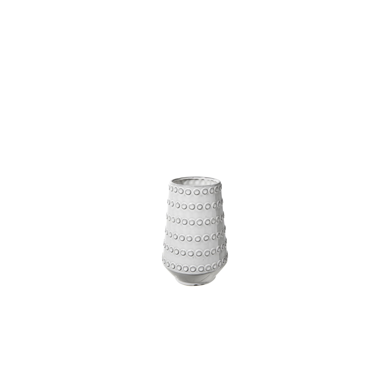 Gloss Gray Ceramic Round Vase with Bubble Line Pattern 6.25"