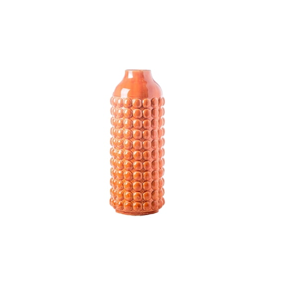 Nessa Round Bubbled Ceramic Vase – Decorative Textured Ceramic Flower Vase for Home Décor, Living Room, Bedroom, Tabletop & Shelf Accent (Size- 6.50"x16.50"H, Orange)